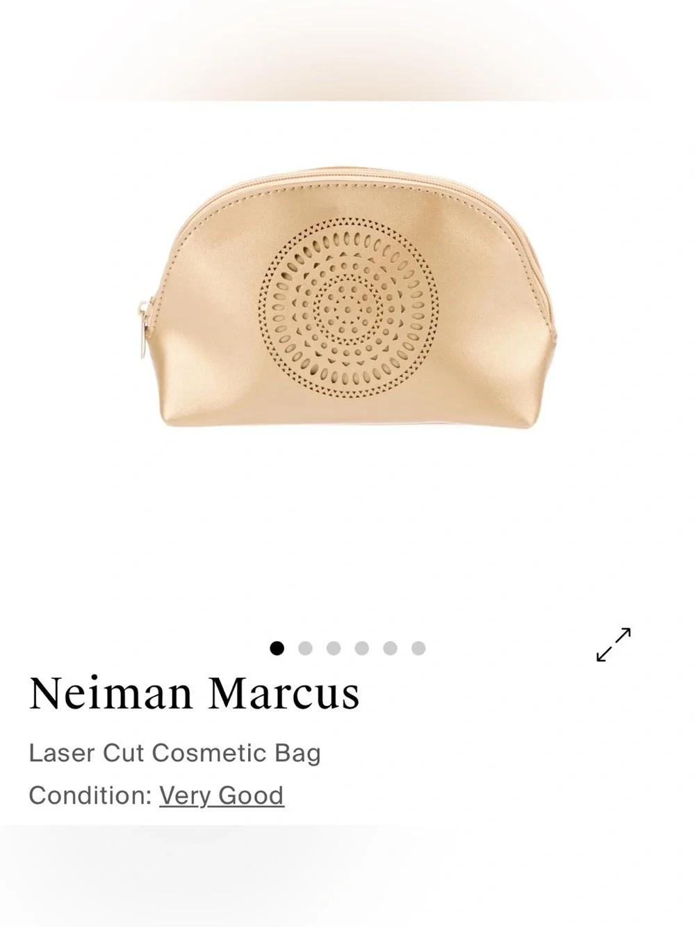 Neiman Marcus Metallic Gold Laser-Cut Cosmetic Pouch
